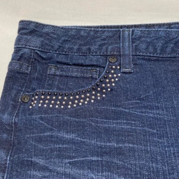 GUESS Jeans Mini Skirt Women's 29 Blue Dark Wash Denim Western Style Beaded Y2K - Picture 5 of 9